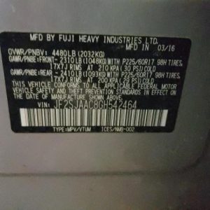 2016 SUBARU FORESTER ALTERNATOR - 3543909